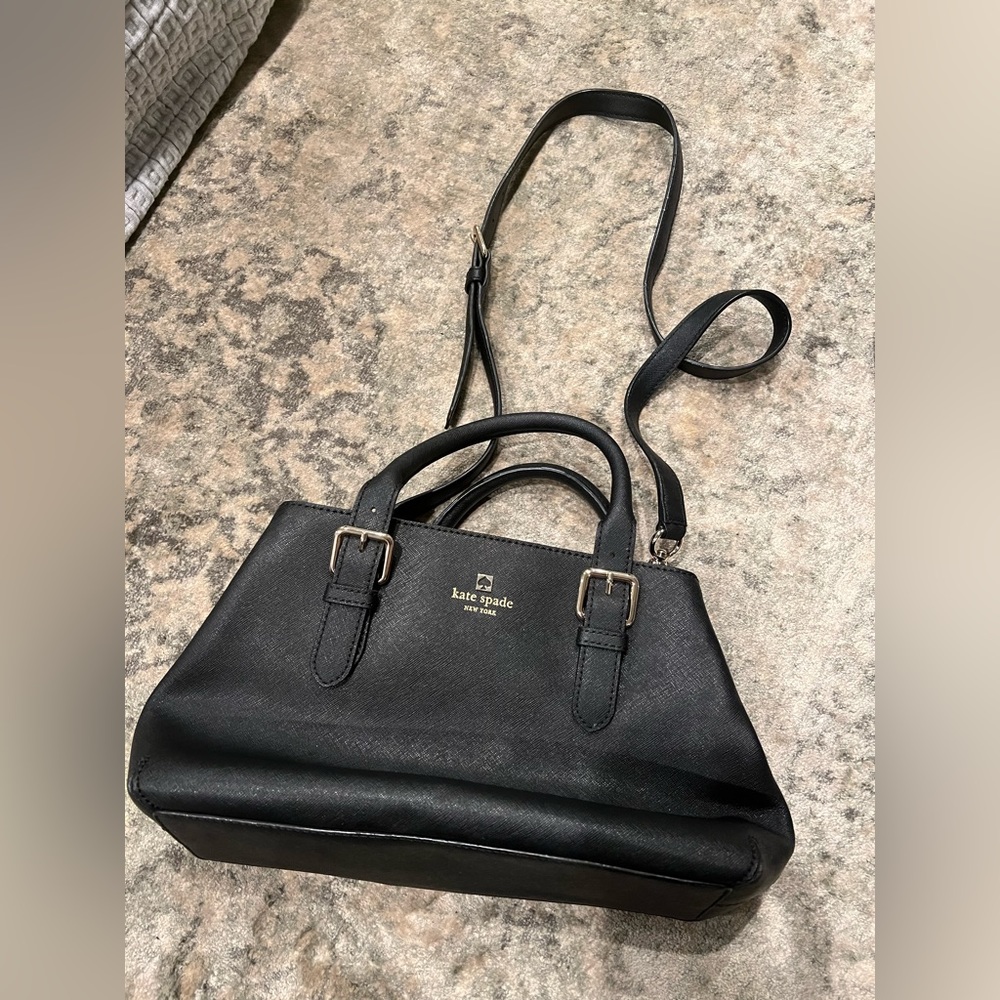 Kate Spade - Black bag with gold accents and added crossbody strap - Never used